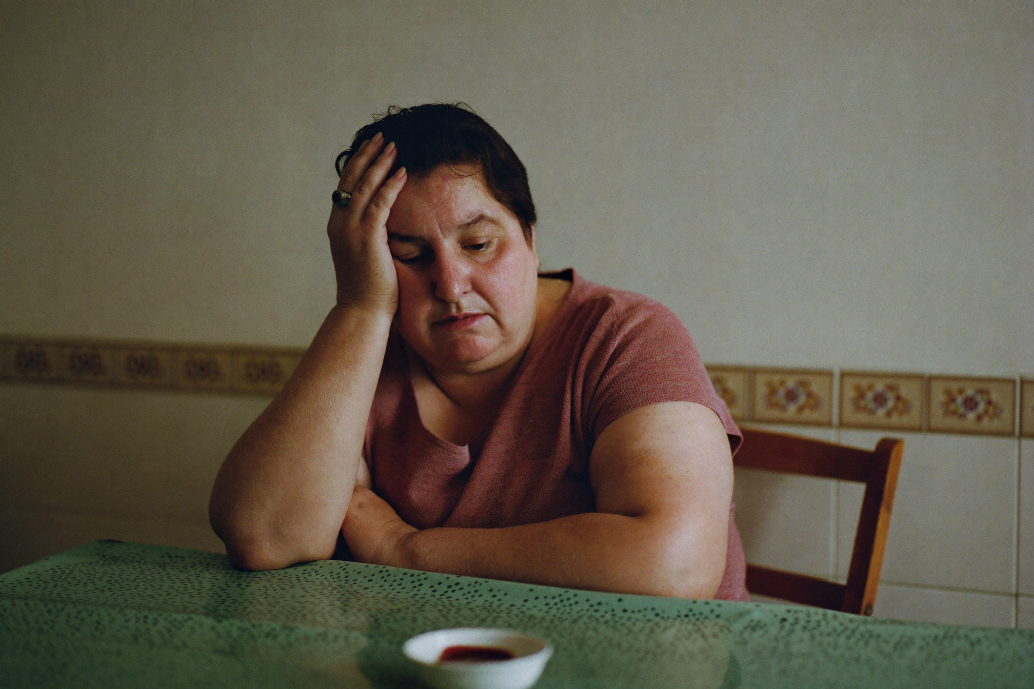 A woman worried about her morning number